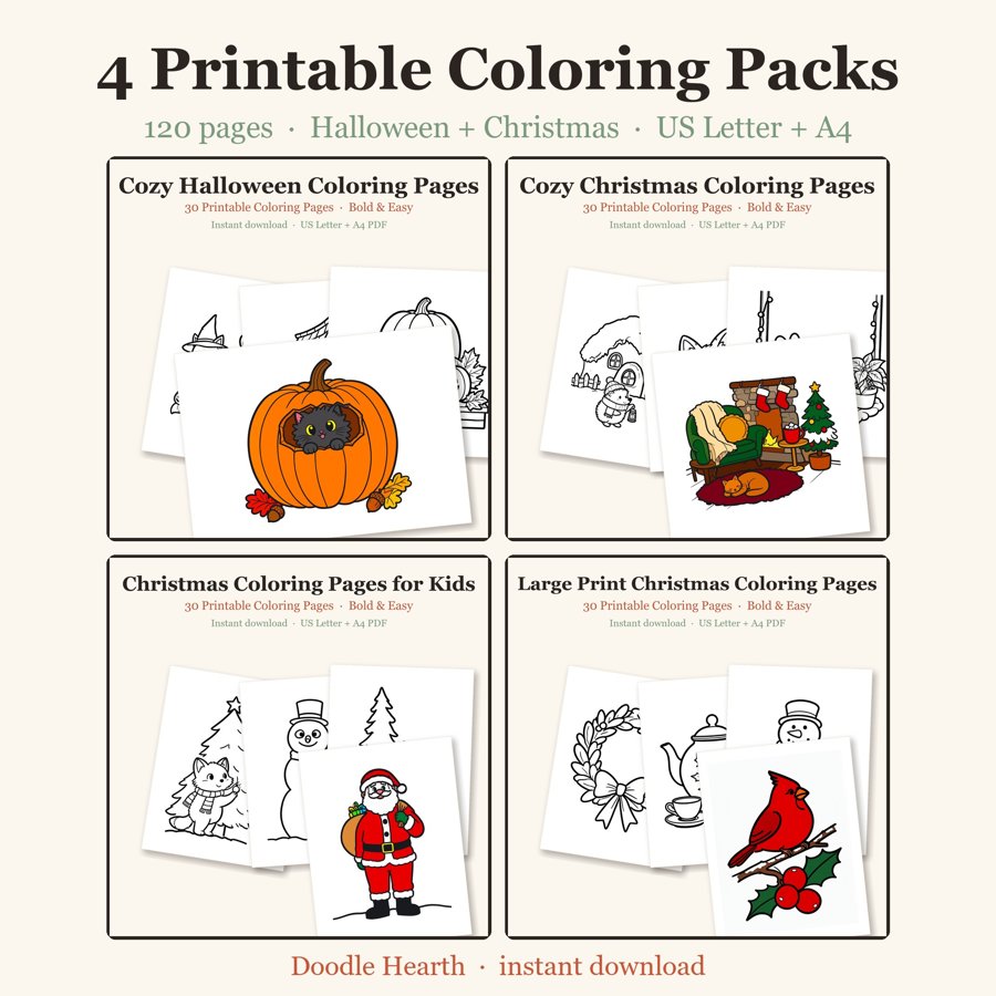 4-Pack Bundle printable coloring pages