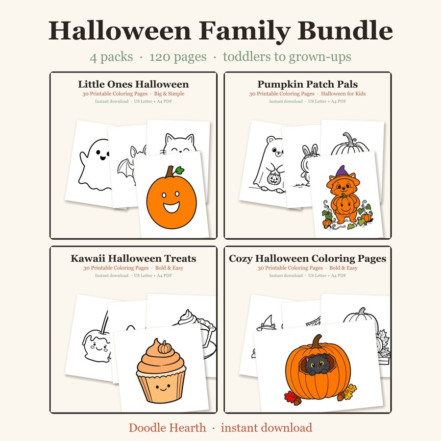Halloween Family Bundle printable coloring pages