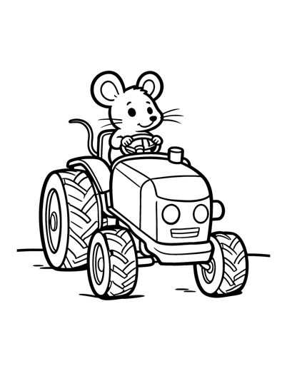 A little mouse driving a little tractor