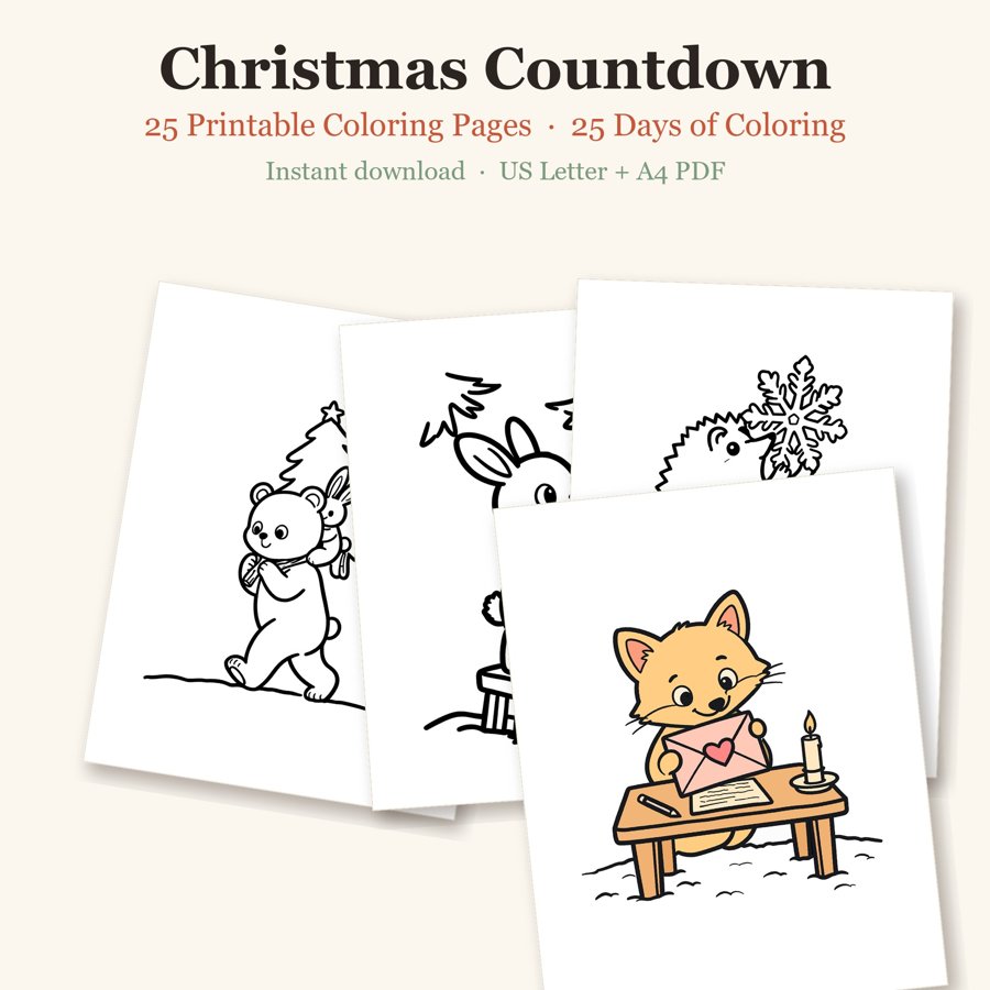 Christmas Countdown printable coloring pages