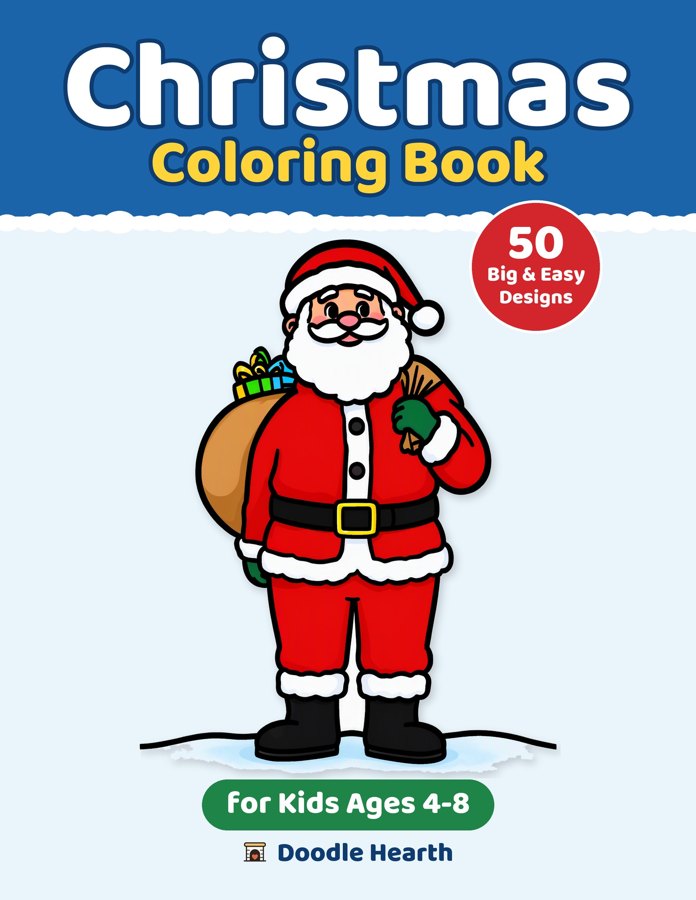 Christmas Coloring Book for Kids cover: Santa with his sack