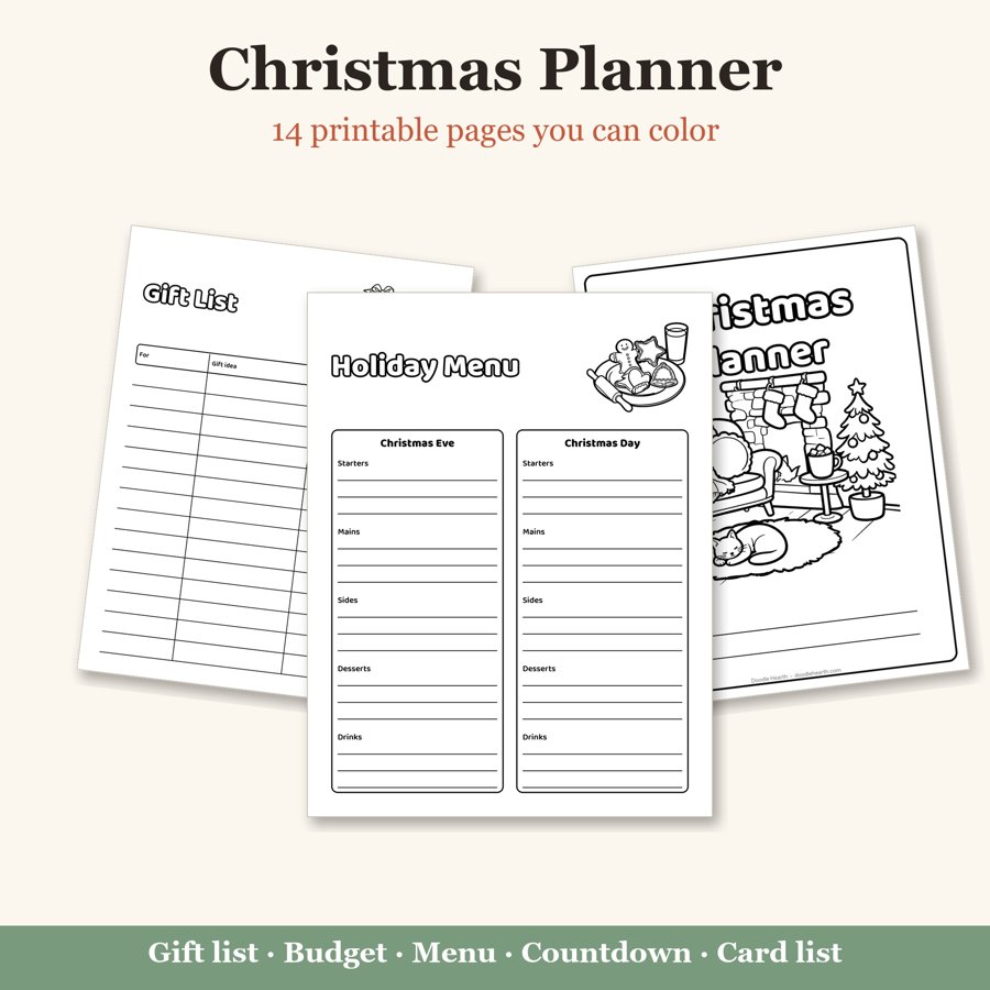 Christmas Planner You Can Color printable