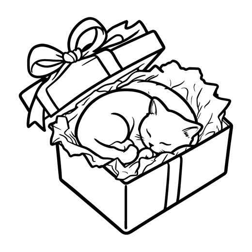 A cat asleep in a gift box