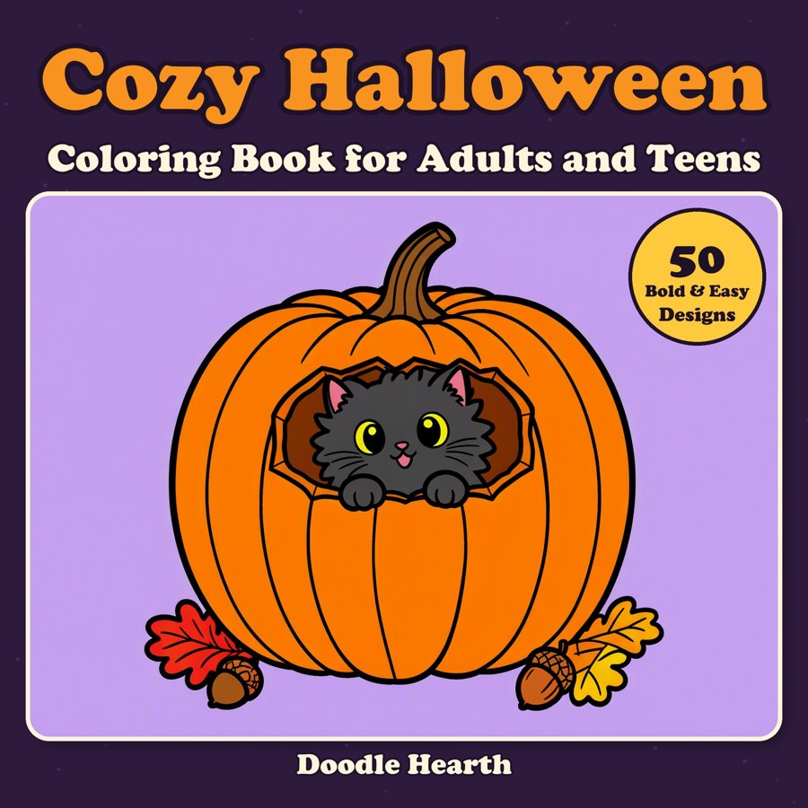 Cozy Halloween Coloring Book cover