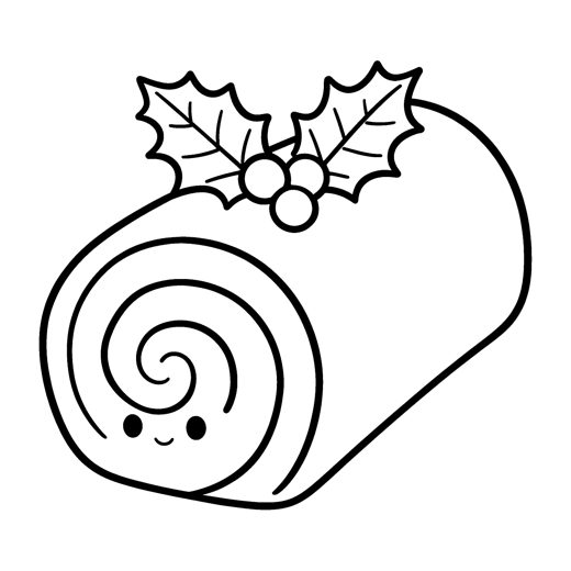 A chocolate yule log cake with a big smooth spiral on its round end