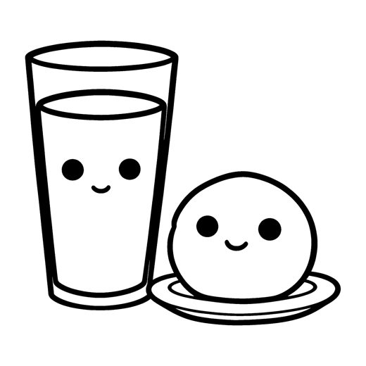 A tall glass of milk and a big round sugar cookie sitting side by side on a little plate left out for Santa
