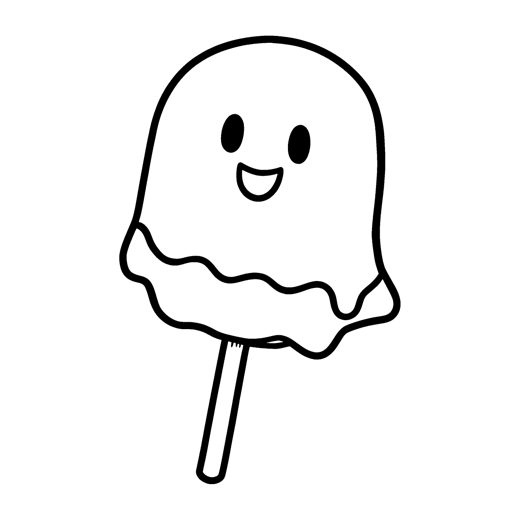 A big round marshmallow shaped like a little ghost on a stick