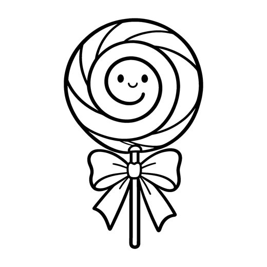 One big round swirl lollipop with a cute smiling face