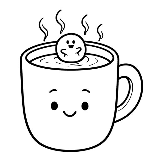 A big mug of hot cocoa with a cute smiling face