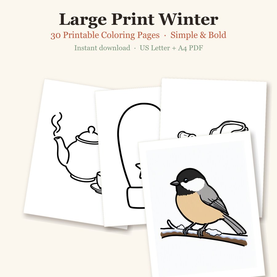 Large Print Winter printable coloring pages