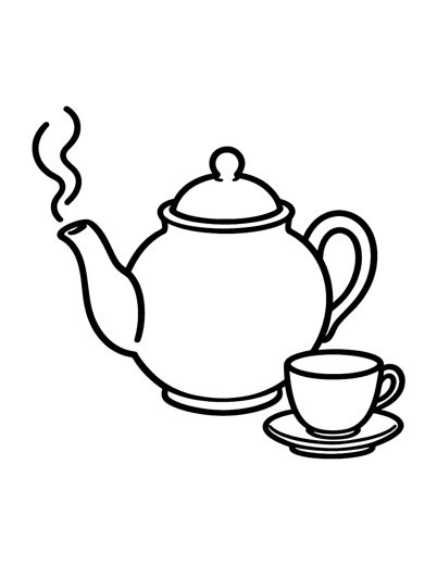 A tall round teapot with a curved spout and a lid