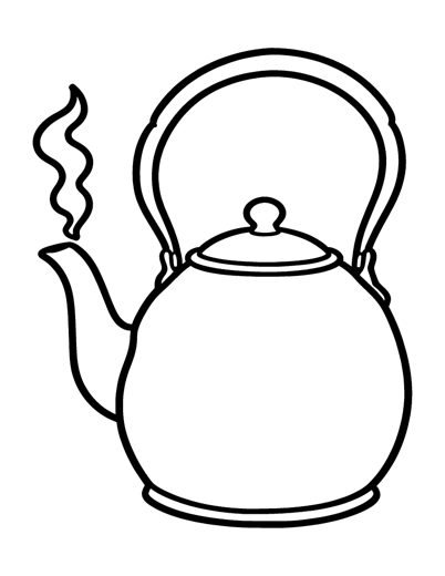 A big round old-fashioned kettle with a curved spout and a tall arched handle