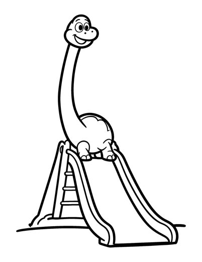 A young long-neck sauropod dinosaur with a very long neck and a round body