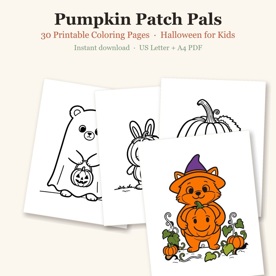 Pumpkin Patch Pals printable coloring pages