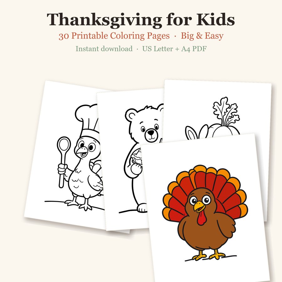 Thanksgiving for Kids printable coloring pages