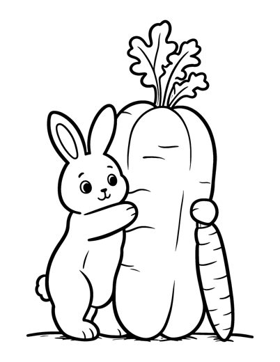 A bunny standing and hugging one giant pumpkin almost as tall as itself