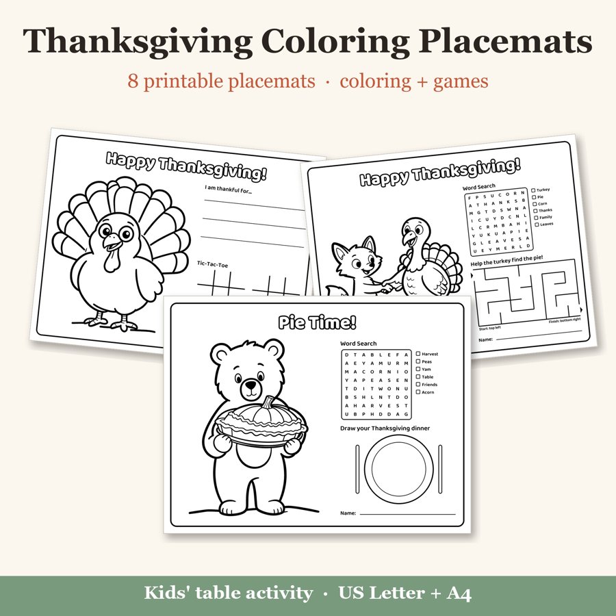 Thanksgiving Coloring Placemats printable