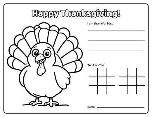 Thanksgiving Coloring Placemats page 1