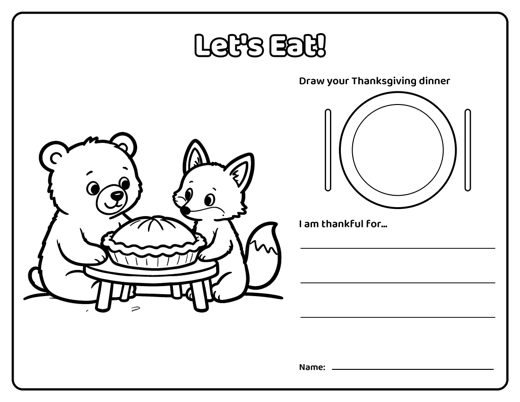 Thanksgiving Coloring Placemats page 3