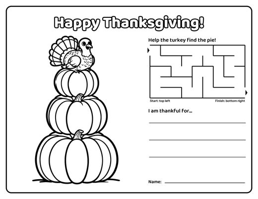 Thanksgiving Coloring Placemats page 7