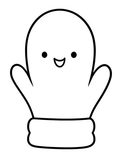 One big winter mitten with a happy face and a wide cuff
