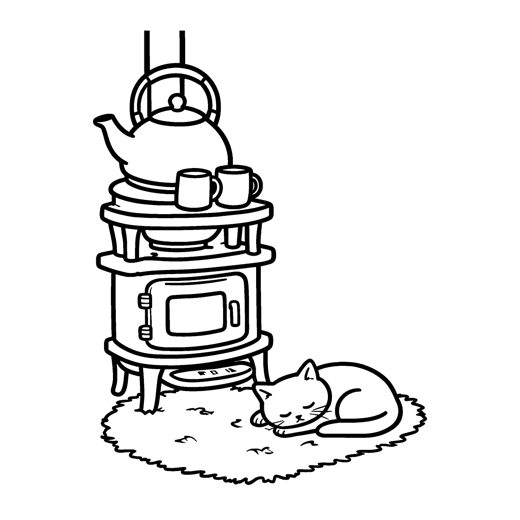 A kettle on a cast iron wood stove